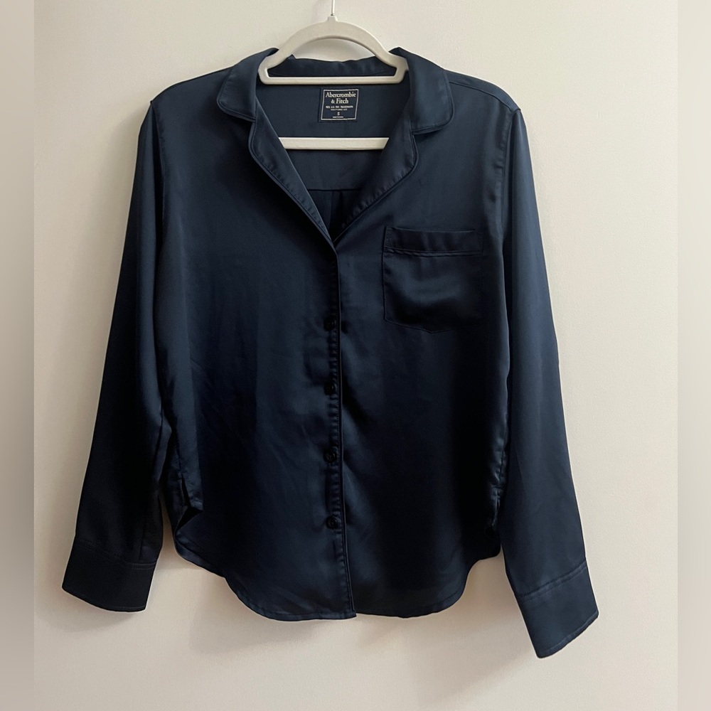 Abercrombie & Fitch Navy Blue Satin Blouse